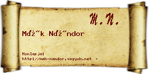 Mák Nándor névjegykártya